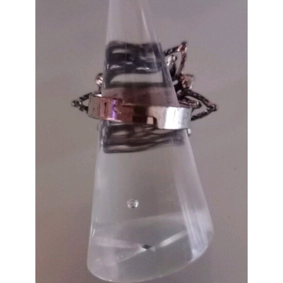 Women's Costume Ring Faux Black Gemstone Rhinestone Studs Adjustable Starburst - Picture 4 of 4